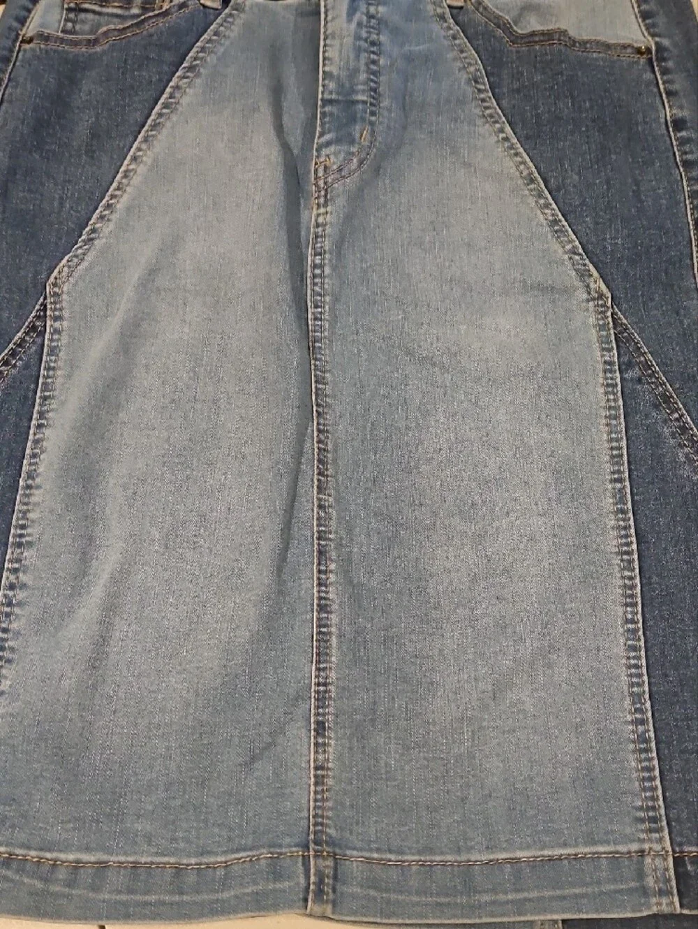 one 5 one Two-Tone Blue Denim Pencil Skirt 0051 - Picture 8 of 12